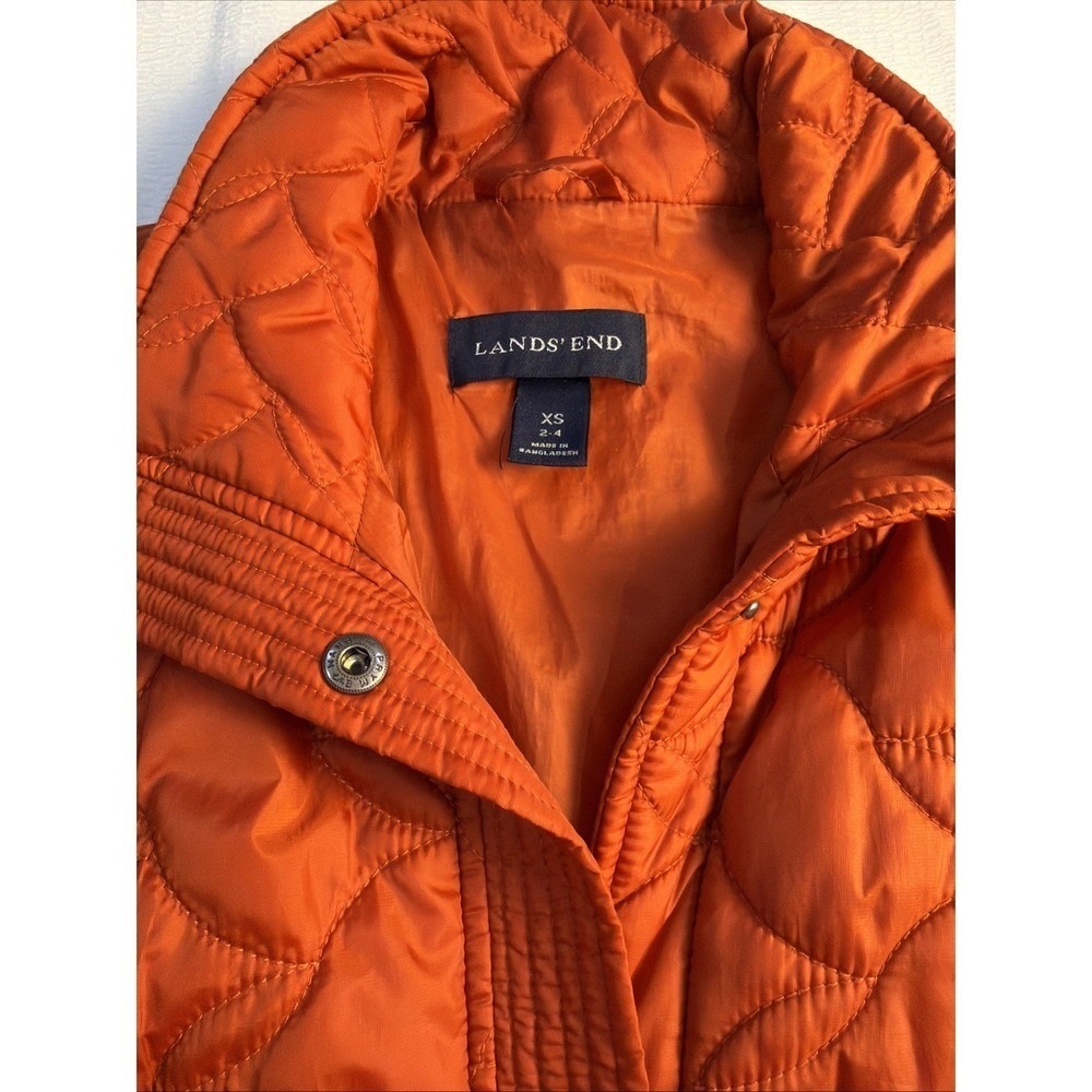 LANDS' END Women's Burnt Orange Quilted Lightweight Jacket Coat X-Small Preppy - Picture 2 of 6